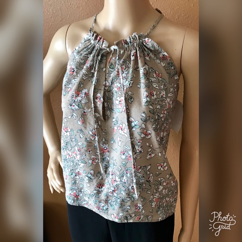 NEW MCGUIRE Tie Neck Floral Print Tank Top
